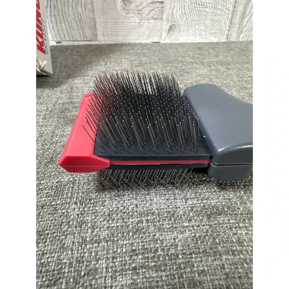 KONG Double Sided Flexible Slicker Brush Large Dog Grooming Tool Red Gray